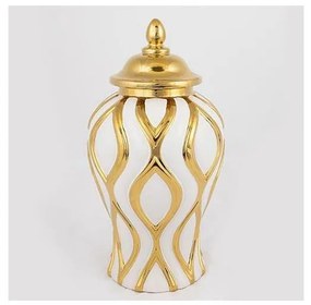 Kerámia tégely 30,6x16,2 cm arany/fehér