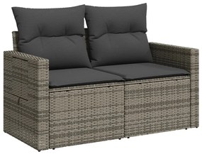 2 személyes szürke polyrattan kerti kanapé párnával