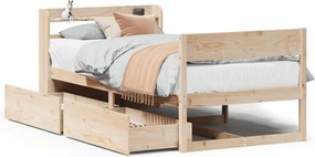 vidaXL tömör fenyőfa ágy matrac nélkül 90 x 200 cm
