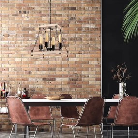 Csillár láncon JASPER 4xE27/60W/230V bükkfa/bézs