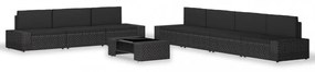 8 részes fekete polyrattan kerti ülőgarnitúra