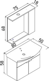 Purus mosdószekrény, 80 cm – TR785PNC1716