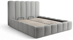 Aura kárpitozott ágy ágyneműtartóval 160x200 cm - szürke Quelle 83 bouclé