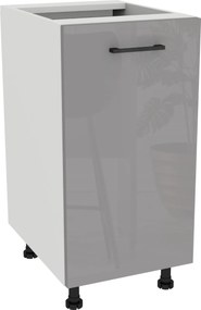 Konyhaszekrény alsó 40 Capri korpusz Fehér front Szürke Akril Fényes