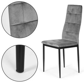 Szürke steppelt bársonyszék szett 4 db