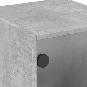 2 db betonszürke éjjeliszekrény üvegajtókkal 35 x 37 x 42 cm