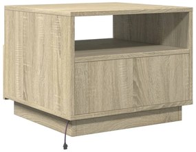 sonoma tölgy színű dohányzóasztal LED-lámpákkal 50x49x40 cm