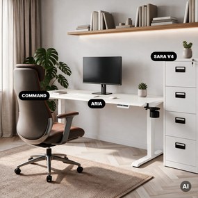 Elektromos, állítható magasságú, ergonomikus, fehér íróasztal,1600x800 mm: ARIA