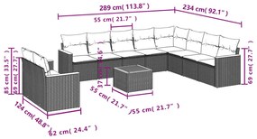 11 részes fekete polyrattan kerti ülőgarnitúra párnákkal