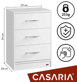 Casaria ELOISE éjjeliszekrény világítással, 54x39x28cm, fehér
