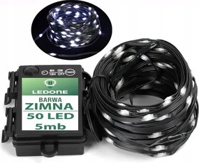 KarĂĄcsonyfa fĂ©nyfĂŒzĂ©r Hideg Pvc zsinĂłr IP44 DrĂłt 50 Led 5m hideg elemes