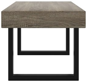 Szürke és fekete MDF és vas dohányzóasztal 90x45x40 cm