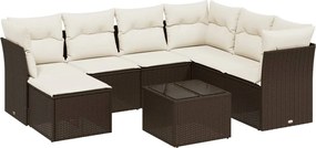 vidaXL 8 részes barna polyrattan kerti ülőgarnitúra párnákkal