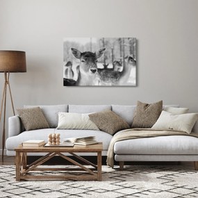 Kép - Szarvas, fekete, fehér (90x60 cm)