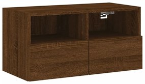 barna tölgyszínű szerelt fa fali TV-szekrény 60 x 30 x 30 cm