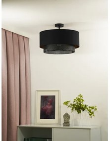 Duolla - Felületre szerelhető csillár BOHO RATTAN 1xE27/15W/230V átm. 45 cm fekete