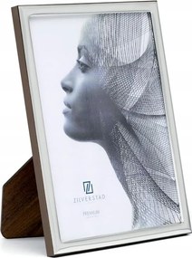 Klasszikus képkeret ezüstözött fa hátlap díszítéssel 10x15 cm