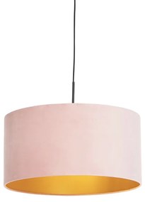 Függőlámpa rózsaszín bársony árnyékolóval aranyozott 50 cm - Combi