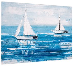 Kép - Egy jacht festése a tengeren (70x50 cm)
