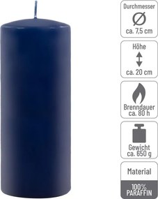 Gyertya készlet 20 cm Ø 7,5 cm  4 db kék