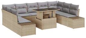 vidaXL Kerti Kanapé Szett párnával 10 pcs bézs és világosszürke