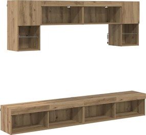 vidaXL TV Fali Egységek LED-del 6 pcs Artisan tölgy Faanyag