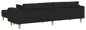 Szövet kanapé párnával 3 pcs Fekete 208 cm szövet