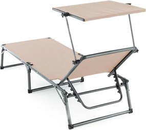 DIVERO Összecsukható kerti nyugágy tetővel XXL bézs
