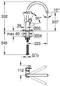 GROHE 31555001 - Mosogató csaptelep START FLOW 332 mm fényes króm
