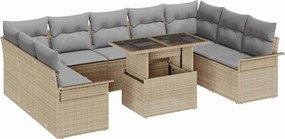 vidaXL Kerti Kanapé Szett párnával 10 pcs Bézs Poli rattan