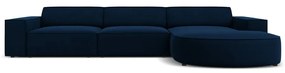 Kék bársony sarokkanapé (jobb oldali) Jodie - Micadoni Home