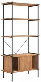 5 szintes acél és szerelt fa polc szekrénnyel 80x40x163 cm