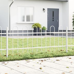 Kerti kerítés ívelt tetejű, fehér, 3,4x0,6 m, acél