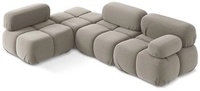 Bézs bársony moduláris sarokkanapé (bal oldali) Lokua – Makamii