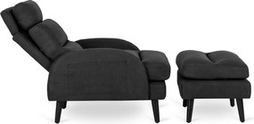 Pihenőfotel fekete színben, lábtartóval HENRY