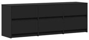 fekete szerelt fa TV-szekrény LED-ekkel 140 x 34 x 50 cm