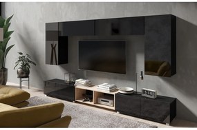 Nappali fal Calabria C23 BLACK (fekete + artisan tölgy) (világítás nélkül). 1051557