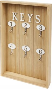Doboz szekrény kulcstartó 6 akasztós Home barna