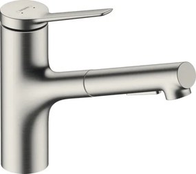 Hansgrohe Zesis M33 mosogató csaptelep kihúzható zuhannyal, 2 áram rozsdamentes acél 74821800