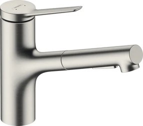 Mosogató csaptelep Hansgrohe Zesis M33 kihúzható zuhannyal, 2 áram rozsdamentes acél 74821800