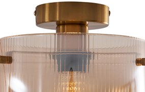 Art Deco mennyezeti lámpa sárgaréz színű borostyán üveggel - Laura