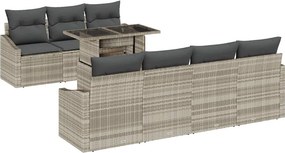 vidaXL Kerti Kanapé Szett párnával 8 pcs Világosszürke polirattan