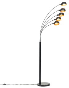 Design állólámpa fekete arannyal 5-lámpás - Sixties Marmo