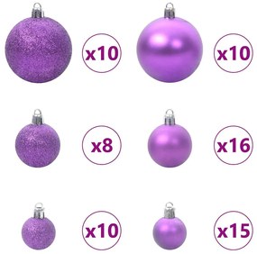 Karácsonyi Díszgömb Készlet 300 LED-del 120 pcs Lila Műanyag