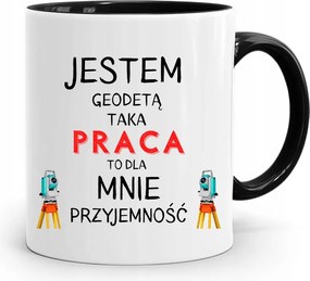 Fekete Bögre Földmérőnek Földmérő Vagyok Ajándék fényképes nyomtatással