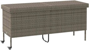 Szürke Polyrattan Kerti Tárolóláda Kerekekkel 160X55X75 Cm