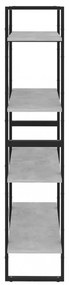 négyszintes betonszürke szerelt fa könyvszekrény 80x30x140 cm