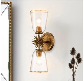 Quoizel STARING-2WB-DG-CLEAR - Fali lámpatest STARING 2xE27/40W/230V rézszínű