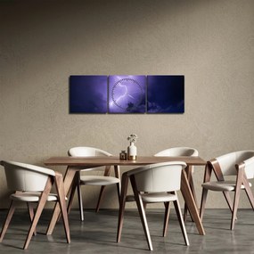 Kép - lila égbolt és villám (órával) (90x30 cm)