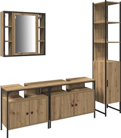 vidaXL Fürdőszoba bútor szett polcokkal 4 pcs Artisan tölgy Faanyag